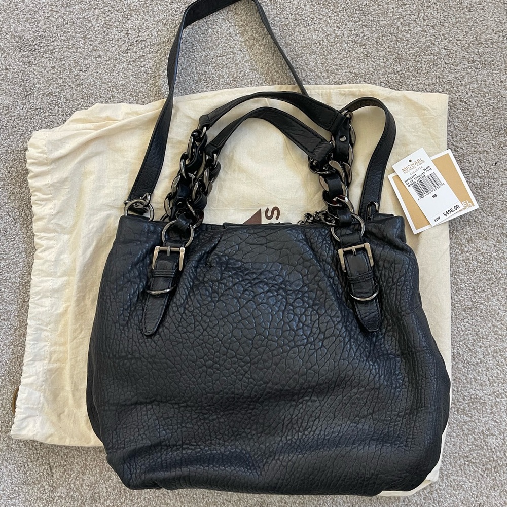 EUC large Michael Kors Collette Shoulder Tote black pebbled leather